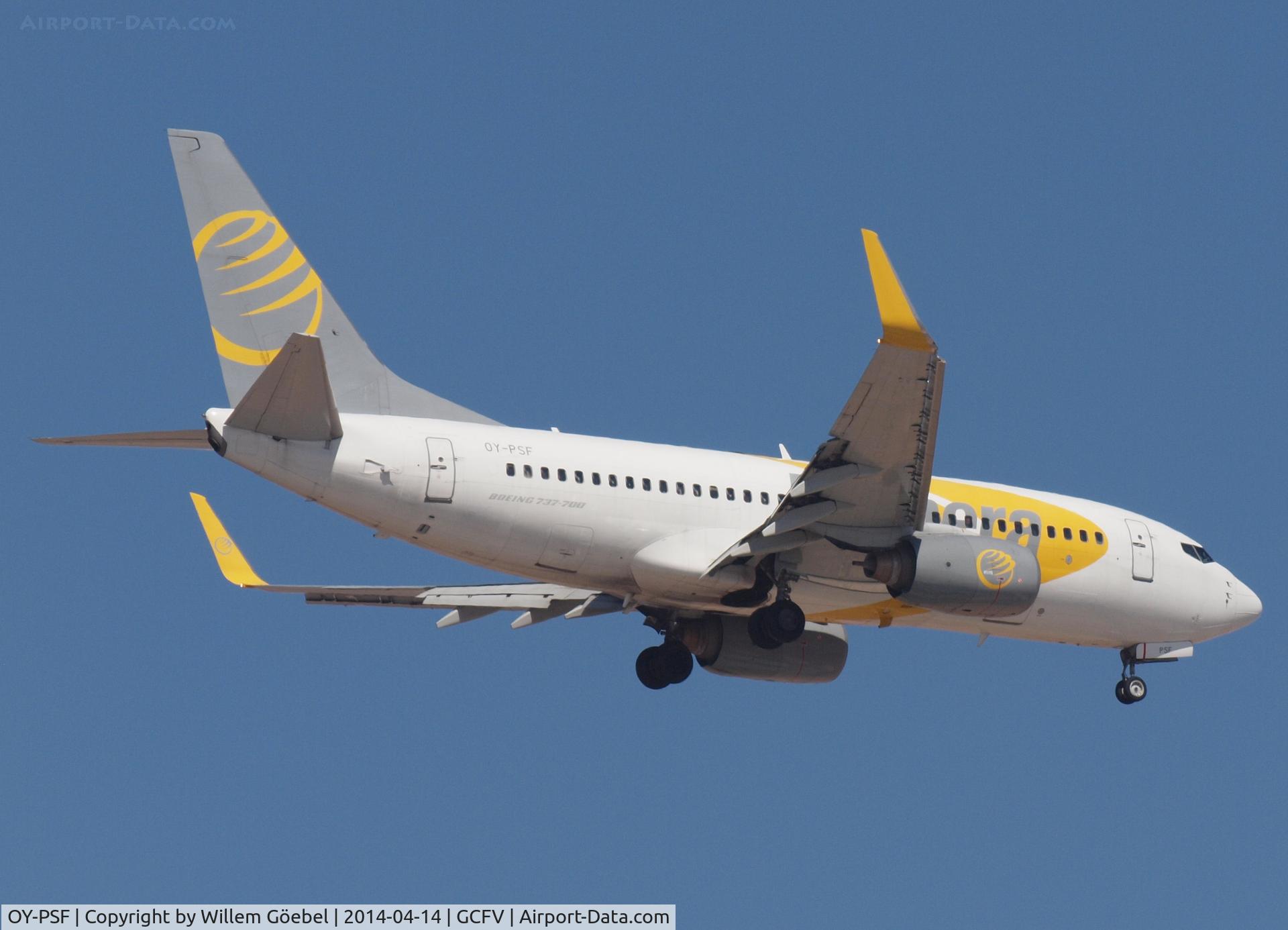 OY-PSF, 1998 Boeing 737-7Q8 C/N 28210, Prepare for landing on Airport of Fuertefentura