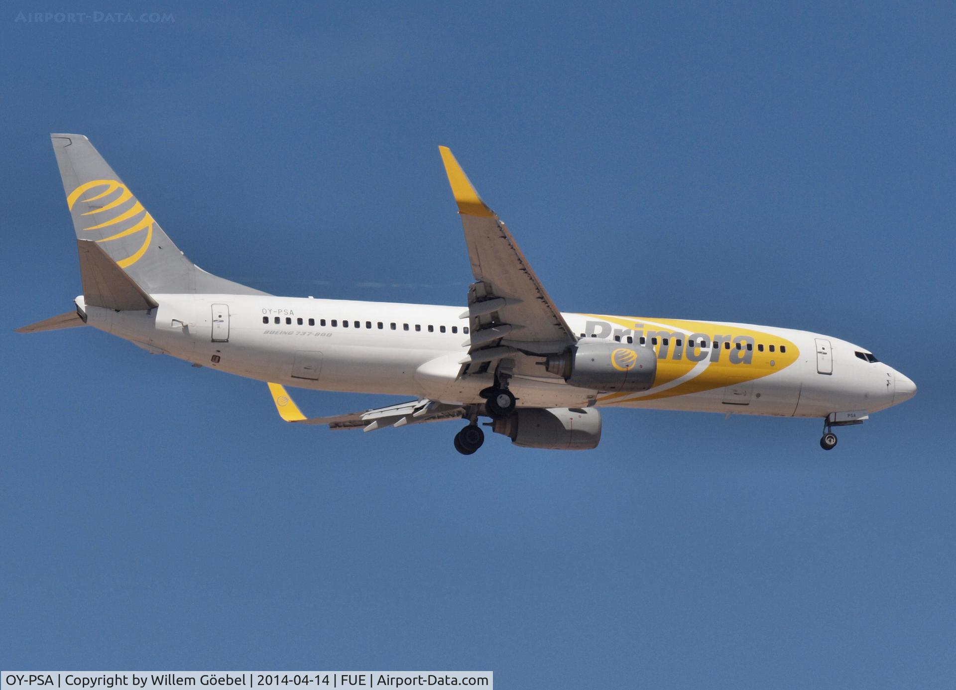 OY-PSA, 2007 Boeing 737-8Q8 C/N 30688, Prepare for landing on Airport of Fuertefentura