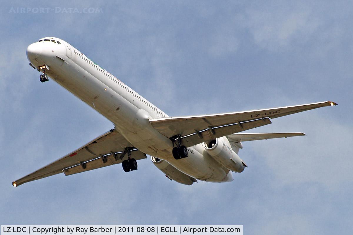 LZ-LDC, 1986 McDonnell Douglas MD-82 (DC-9-82) C/N 49217, McDonnell Douglas DC-9-82 [49217] (Bulgarian Air Charter) Home~G 08/08/2011. On approach 27R.