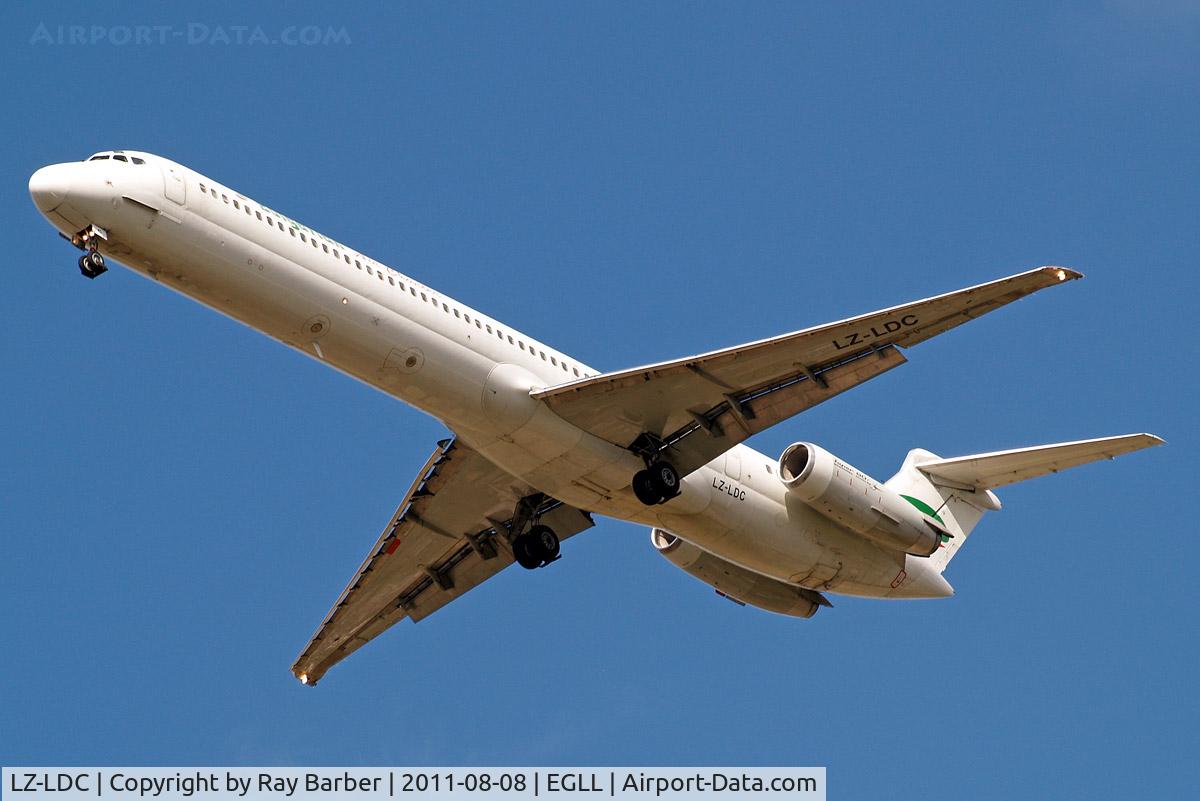 LZ-LDC, 1986 McDonnell Douglas MD-82 (DC-9-82) C/N 49217, McDonnell Douglas DC-9-82 [49217] (Bulgarian Air Charter) Home~G 08/08/2011. On approach 27R.