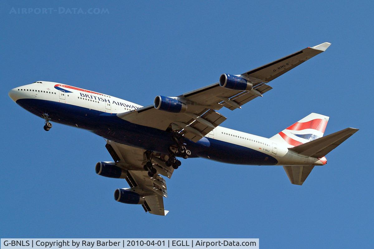 G-BNLS, 1991 Boeing 747-436 C/N 24629, Boeing 747-436 [24629] (British Airways) Home~G 01/04/2010. On approach 27R.