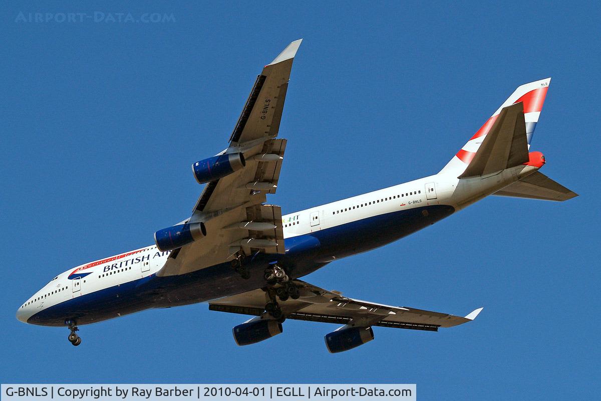 G-BNLS, 1991 Boeing 747-436 C/N 24629, Boeing 747-436 [24629] (British Airways) Home~G 01/04/2010. On approach 27R.
