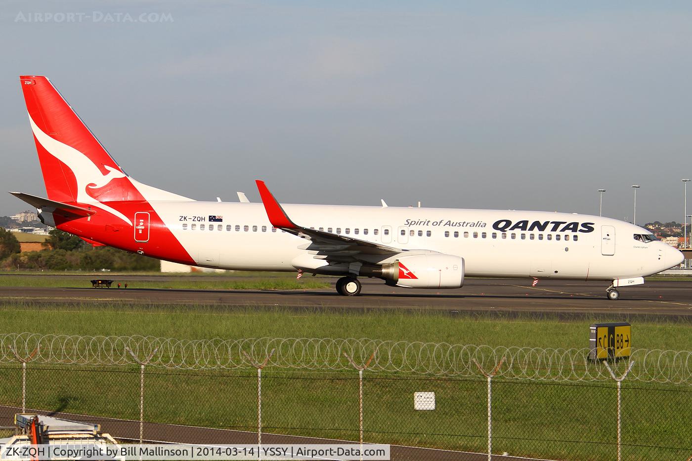 ZK-ZQH, 2011 Boeing 737-838 C/N 39357, taxiing from 34R