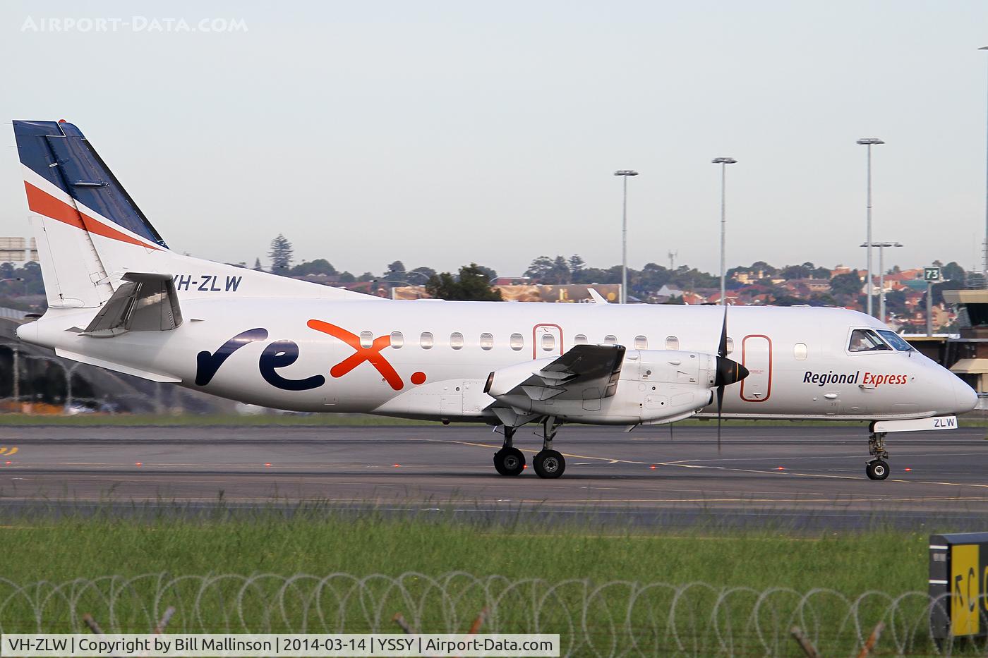 VH-ZLW, 1996 Saab 340B C/N 340B-387, taxiing from 34R