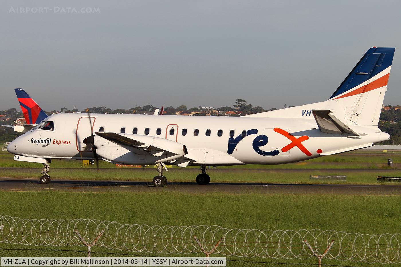 VH-ZLA, 1995 Saab SF340B C/N 340B-371, taxiing from 34R