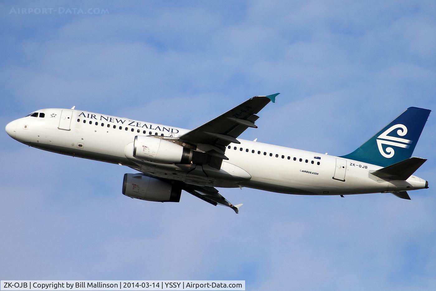 ZK-OJB, 2003 Airbus A320-232 C/N 2090, away from 34L