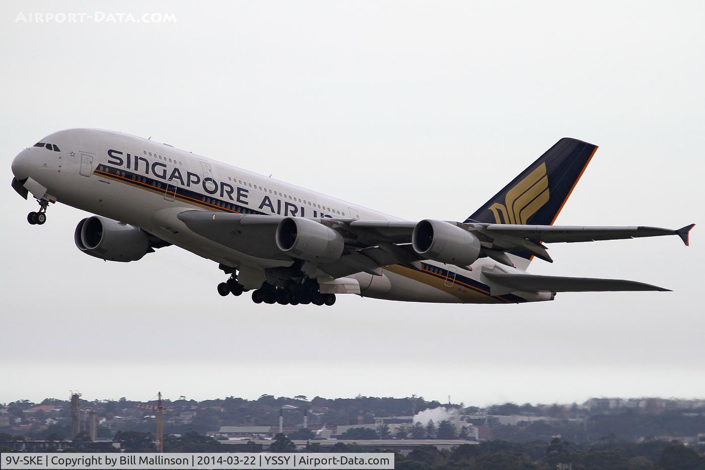 9V-SKE, 2007 Airbus A380-841 C/N 010, off from 34L