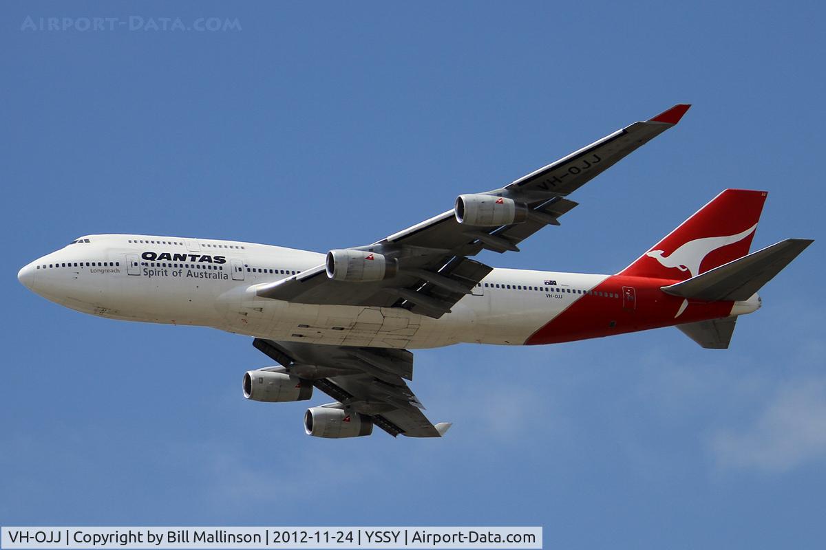 VH-OJJ, 1991 Boeing 747-438 C/N 24974, away from 34L