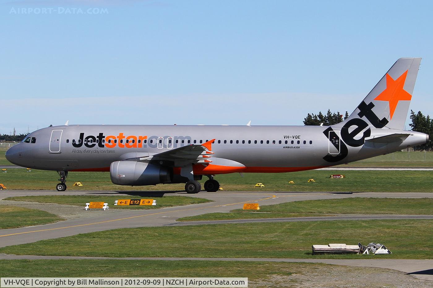 VH-VQE, 2008 Airbus A320-232 C/N 3495, taxiing  from 29