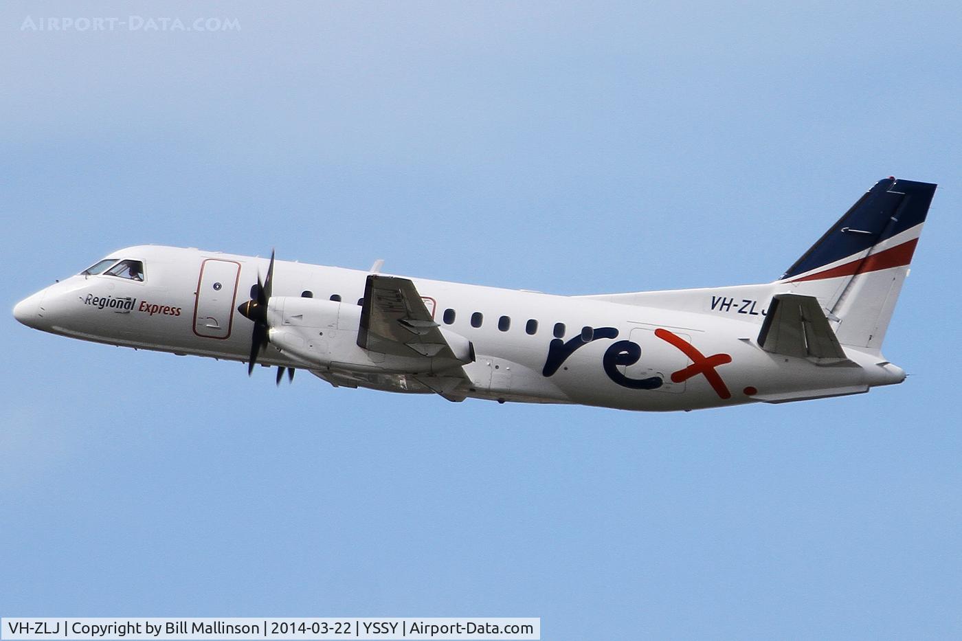VH-ZLJ, 1995 Saab 340B+ C/N 340B-380, away from 34L