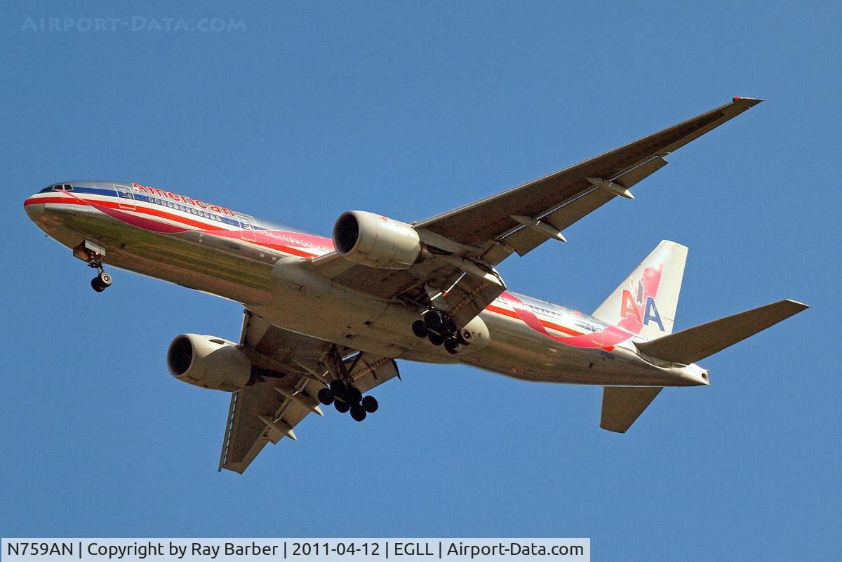 N759AN, 2001 Boeing 777-223/ER C/N 32638, Boeing 777-223ER [32638] (American Airlines) Home~G 12/04/2011. On approach 27R.