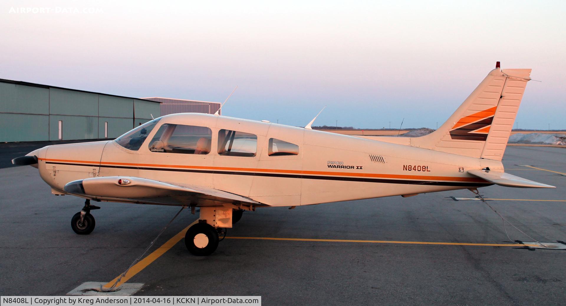N8408L, 1981 Piper PA-28-161 Cherokee Warrior II C/N 28-8116261, Piper PA-28-161 Warrior on the ramp in Crookston, MN.