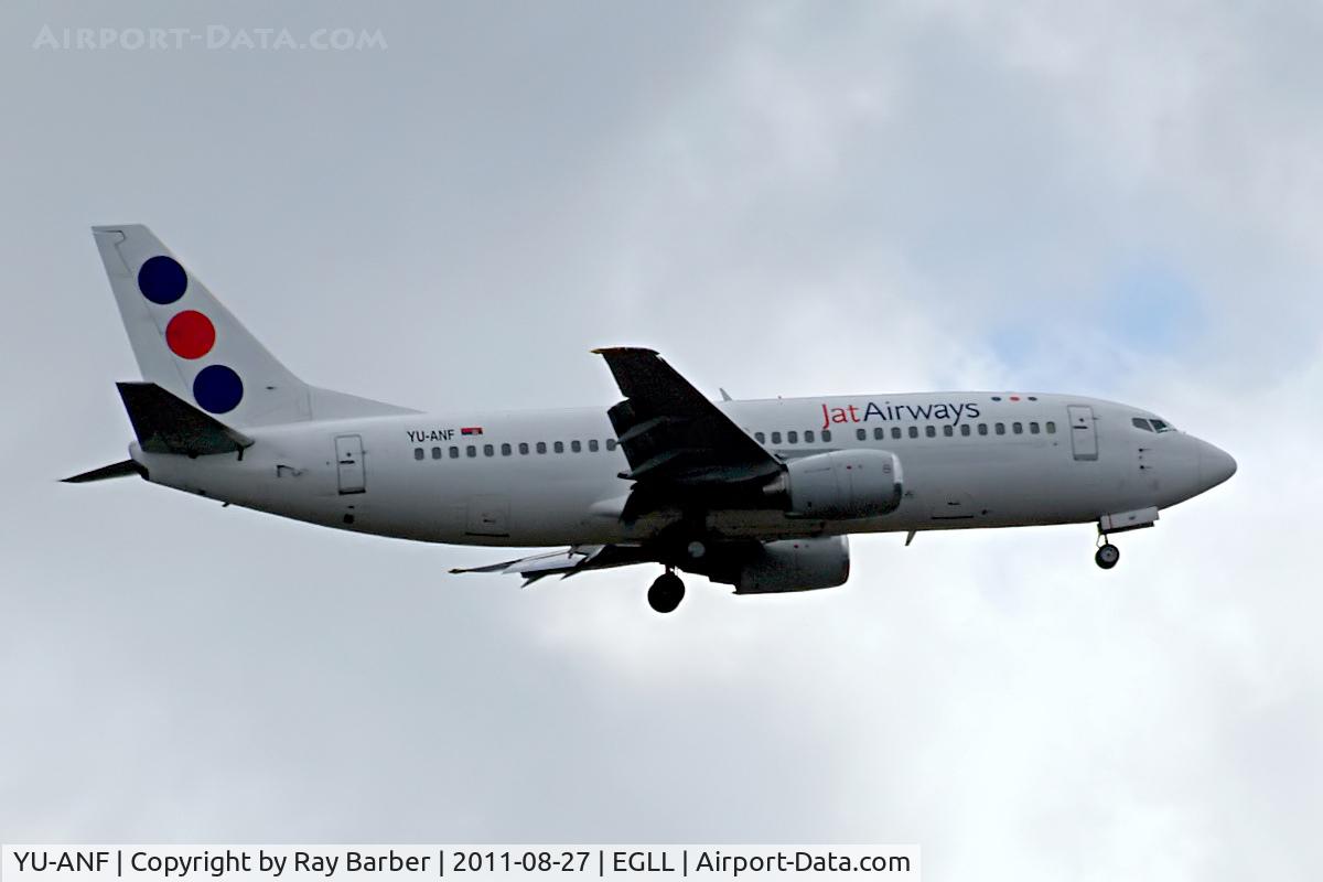 YU-ANF, 1985 Boeing 737-3H9 C/N 23330/1136, Boeing 737-3H9 [23330] (JAT Airways) Home~G 27/08/2011. On approach 27L.