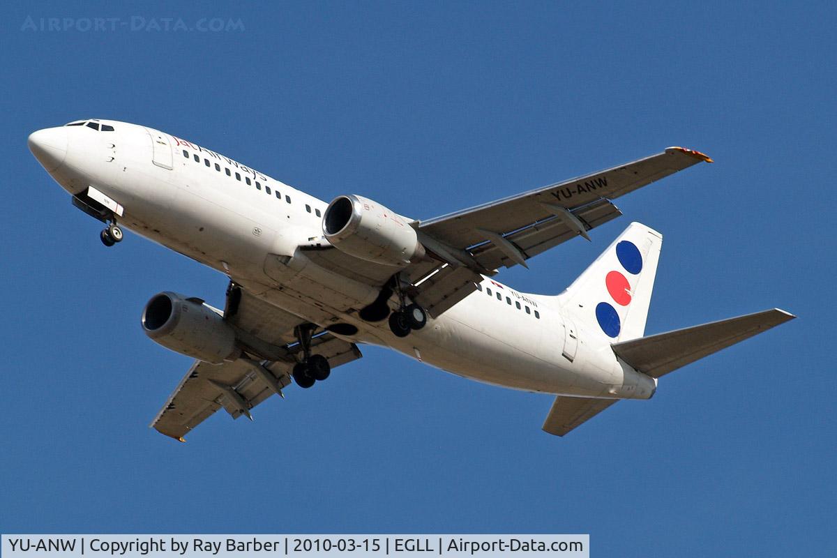 YU-ANW, 1988 Boeing 737-3H9 C/N 24141, Boeing 737-3H9 [224141] (JAT Airways) Home~G 15/03/2010. On approach 27R.