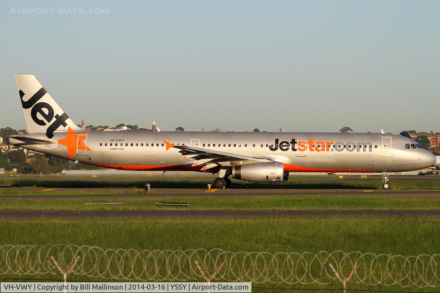 VH-VWY, 2001 Airbus A321-231 C/N 1408, taxiing from 34R