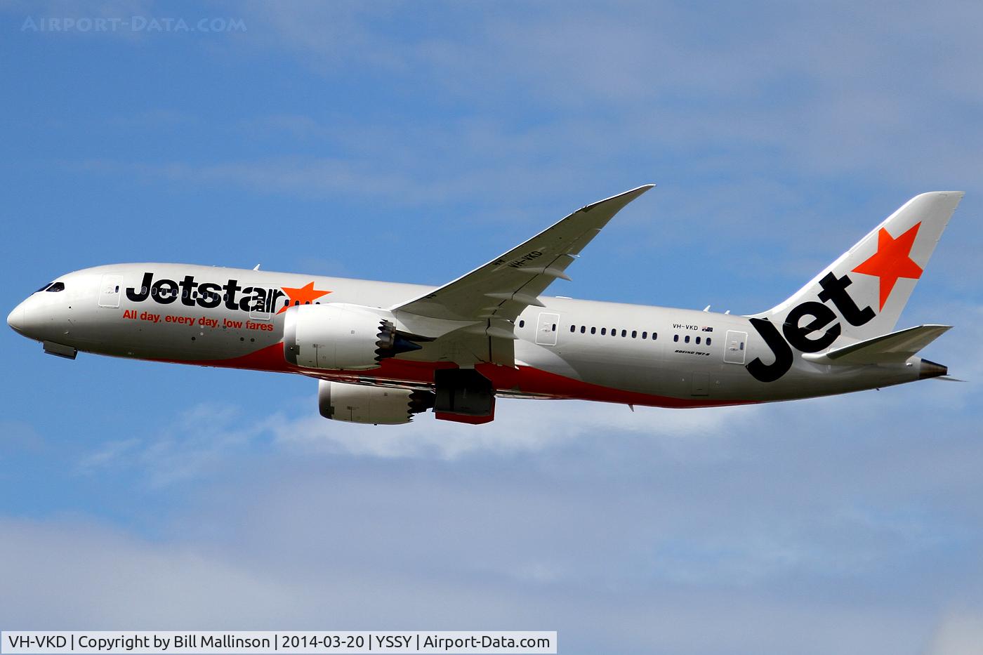 VH-VKD, 2013 Boeing 787-8 Dreamliner C/N 36229, away from 34L
