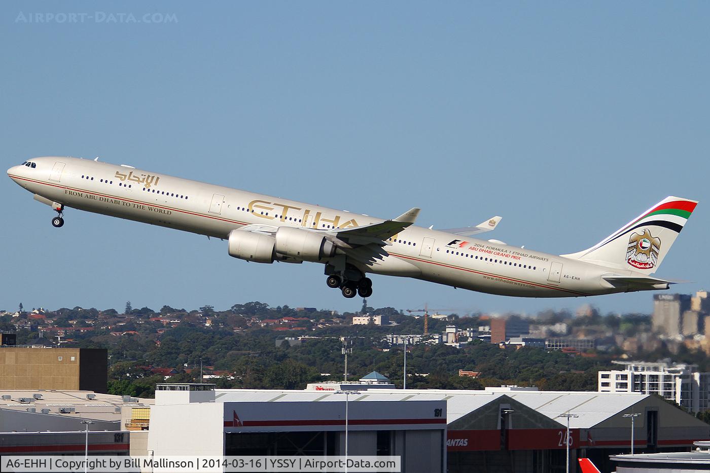 A6-EHH, 2007 Airbus A340-642X C/N 870, away from 34L