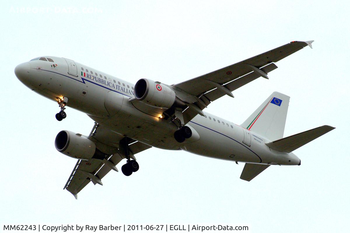 MM62243, 2005 Airbus ACJ319 (A319-115/CJ) C/N 2507, Airbus A319-115X [2507] (Italian Air Force) Home~G 27/06/2011. On approach 27R.