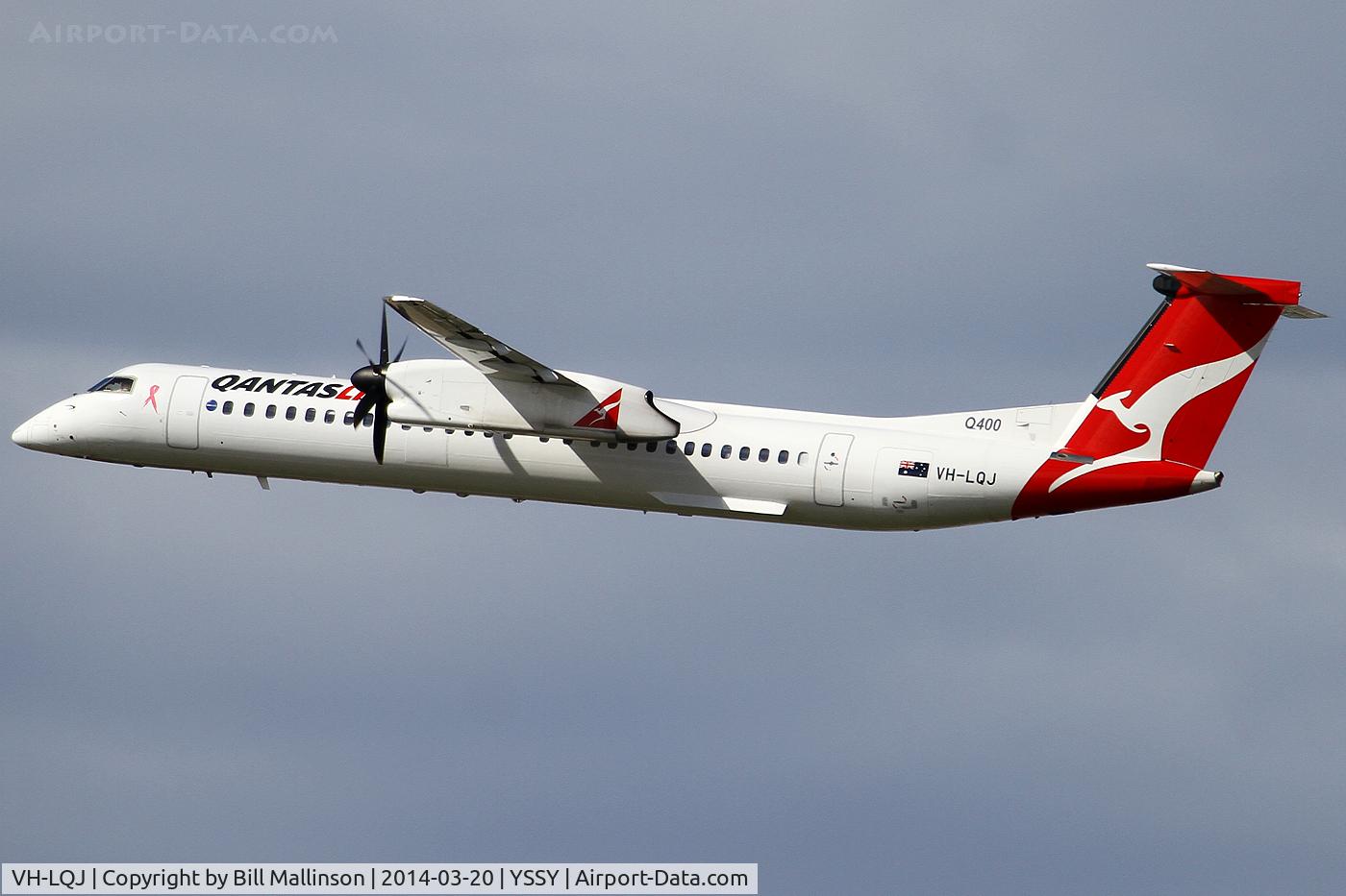 VH-LQJ, 2012 Bombardier DHC-8-402 Dash 8 C/N 4414, away from 34L