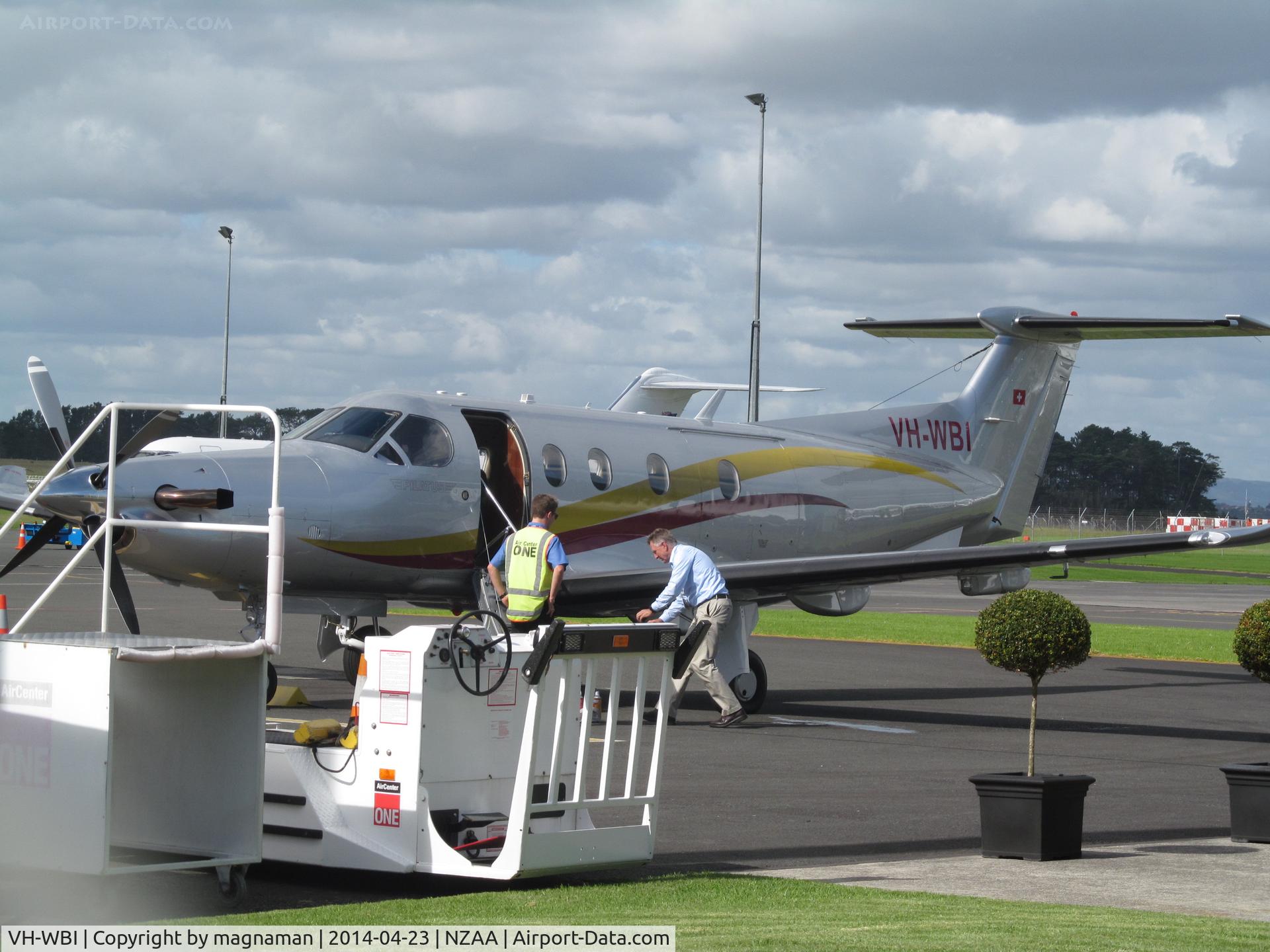 VH-WBI, 2005 Pilatus PC-12/45 C/N 617, About to leave for Oz after promotional tour of NZ