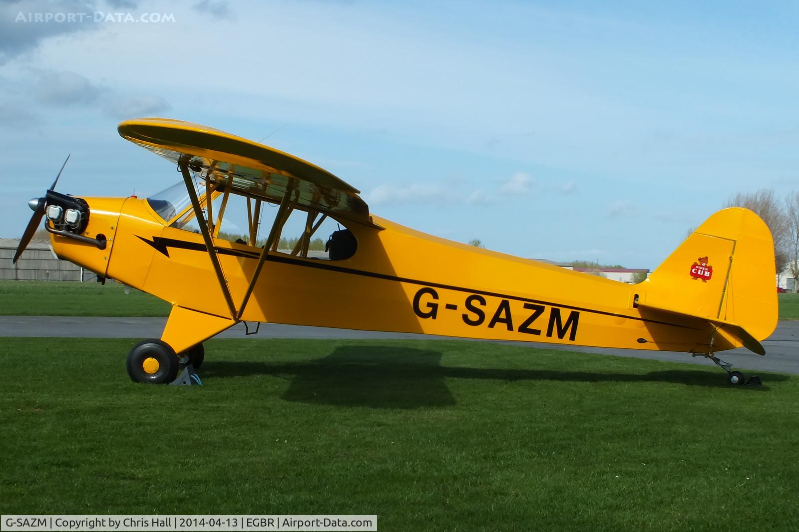 G-SAZM, 1946 Piper J3C-65 Cub Cub C/N 18584, at Breighton's 'Early Bird' Fly-in 13/04/14