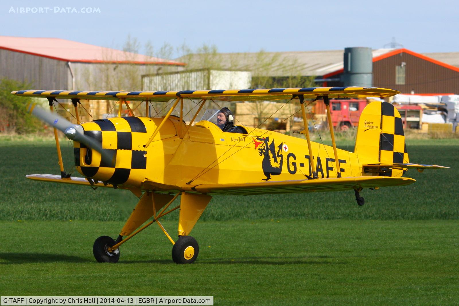G-TAFF, 1957 CASA 1-131E Jungmann C/N 1129, at Breighton's 'Early Bird' Fly-in 13/04/14