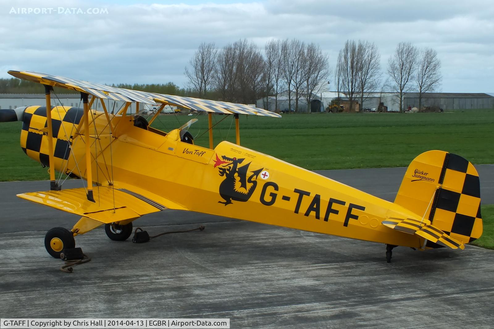 G-TAFF, 1957 CASA 1-131E Jungmann C/N 1129, at Breighton's 'Early Bird' Fly-in 13/04/14