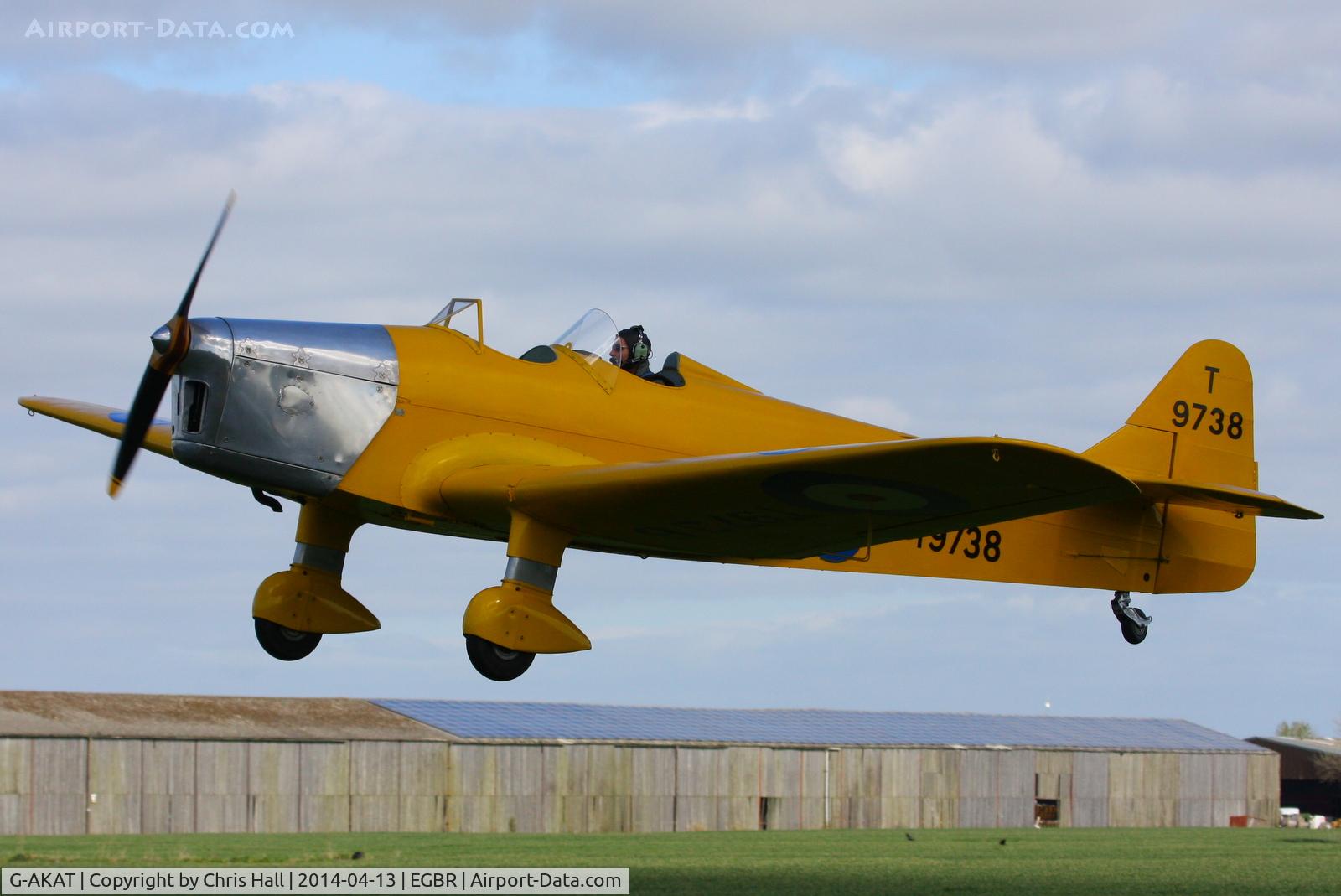 G-AKAT, 1940 Miles M14A Hawk Trainer 3 C/N 2005, at Breighton's 'Early Bird' Fly-in 13/04/14