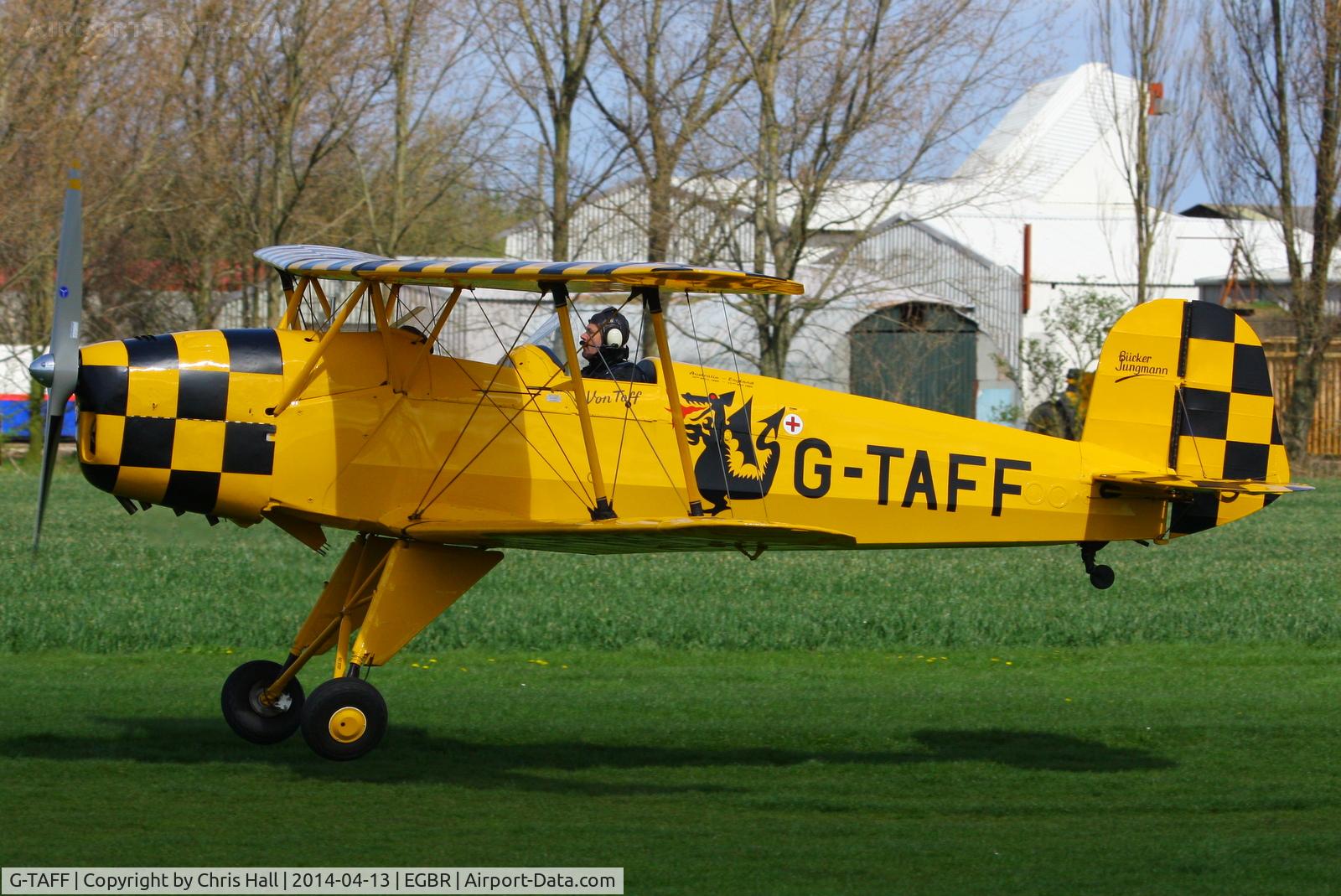 G-TAFF, 1957 CASA 1-131E Jungmann C/N 1129, at Breighton's 'Early Bird' Fly-in 13/04/14