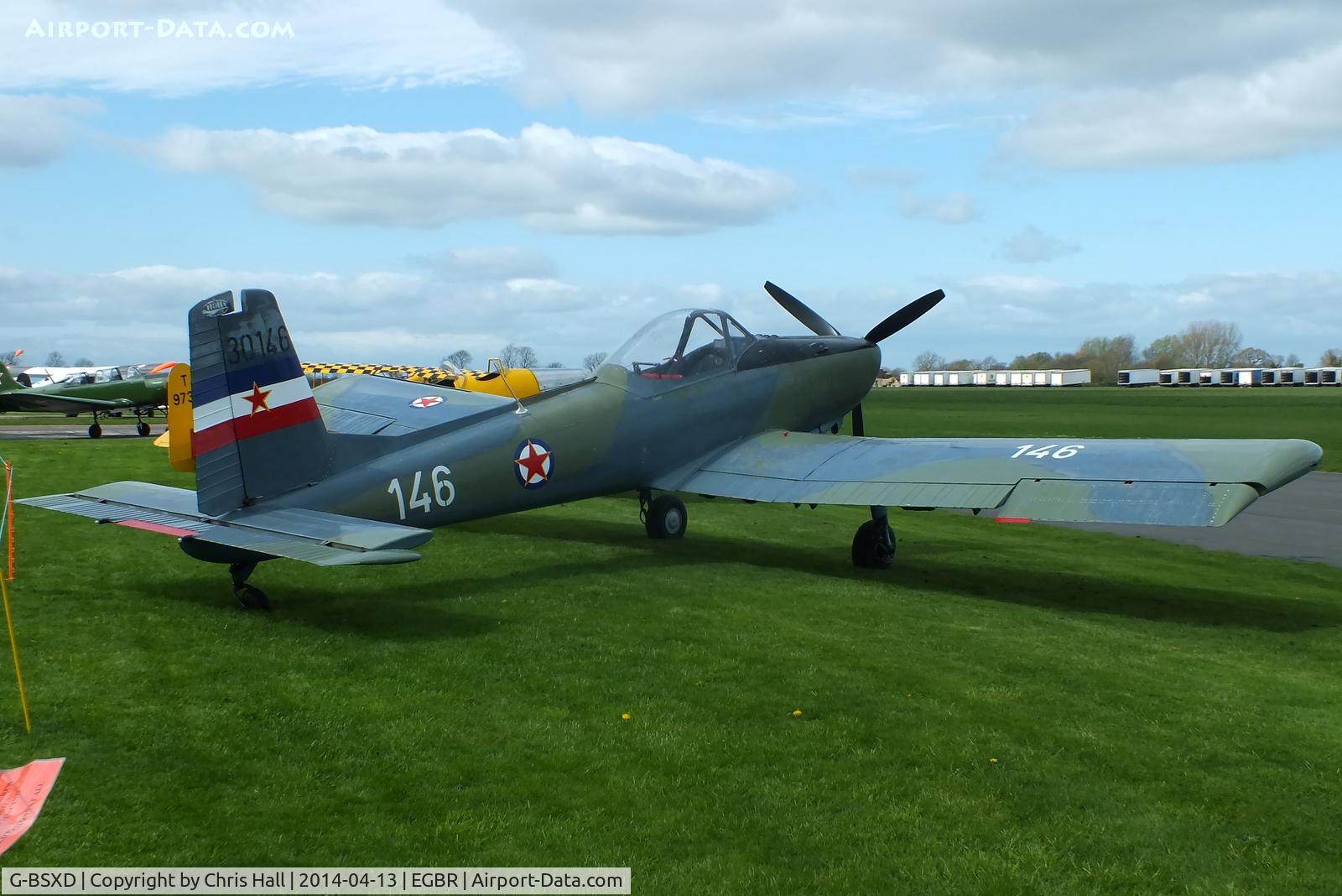 G-BSXD, 1977 Soko P-2 Kraguj C/N 030, at Breighton's 'Early Bird' Fly-in 13/04/14