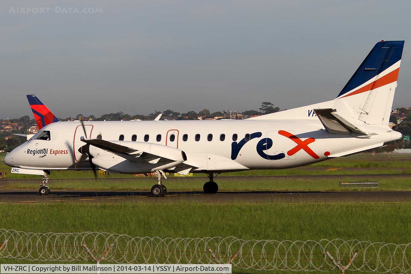VH-ZRC, 1996 SAAB 340B C/N 340B-390, taxiing to 34R
