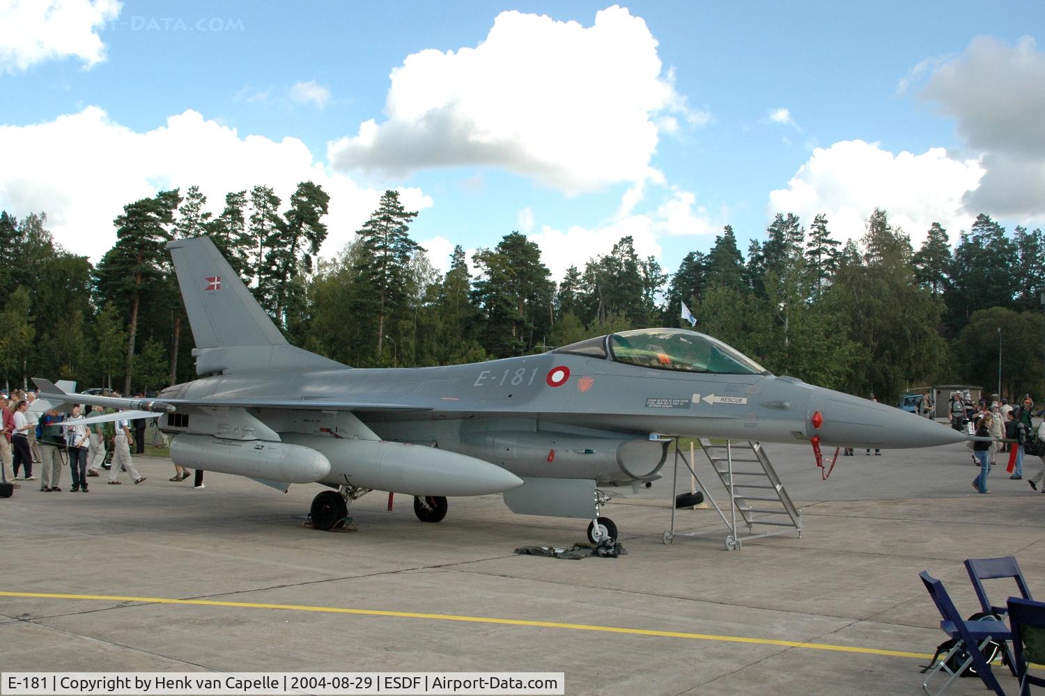 E-181, SABCA F-16AM Fighting Falcon C/N 6F-8, F-16AM fighter of the Danish Air Force at Ronneby Air Base, Sweden.