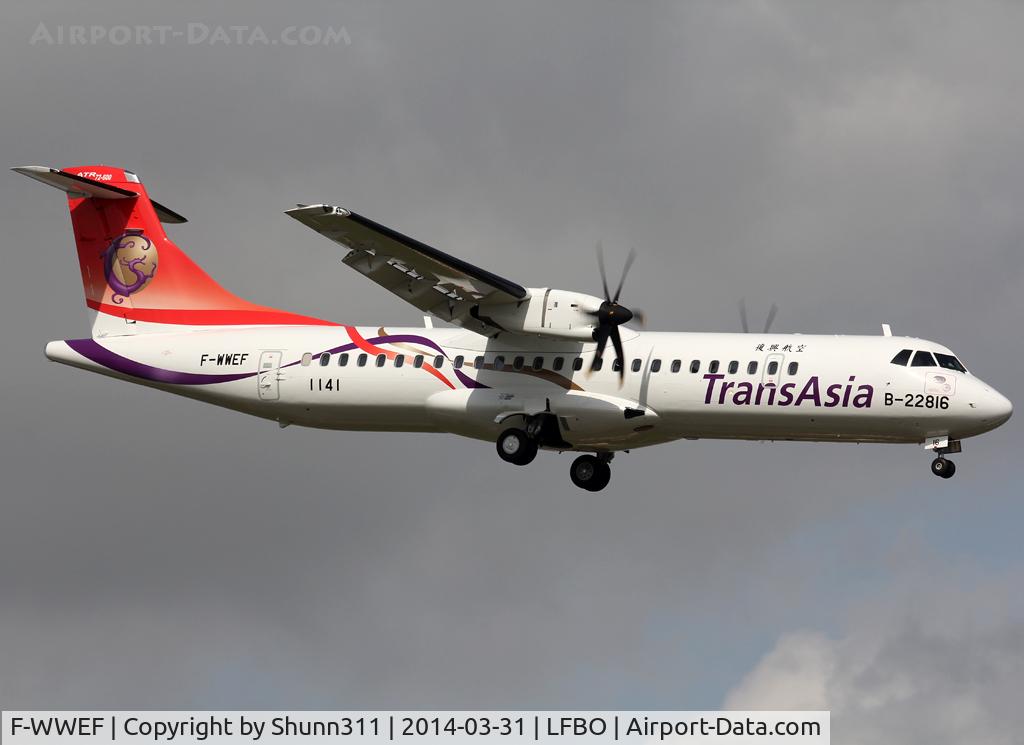 F-WWEF, 2014 ATR 72-600 C/N 1141, C/n 1141 - To be B-22816... Crashed en during take off from Taipei, February, 04 2015 ! R.I.P. for the families ! First crash for an ATR72-600