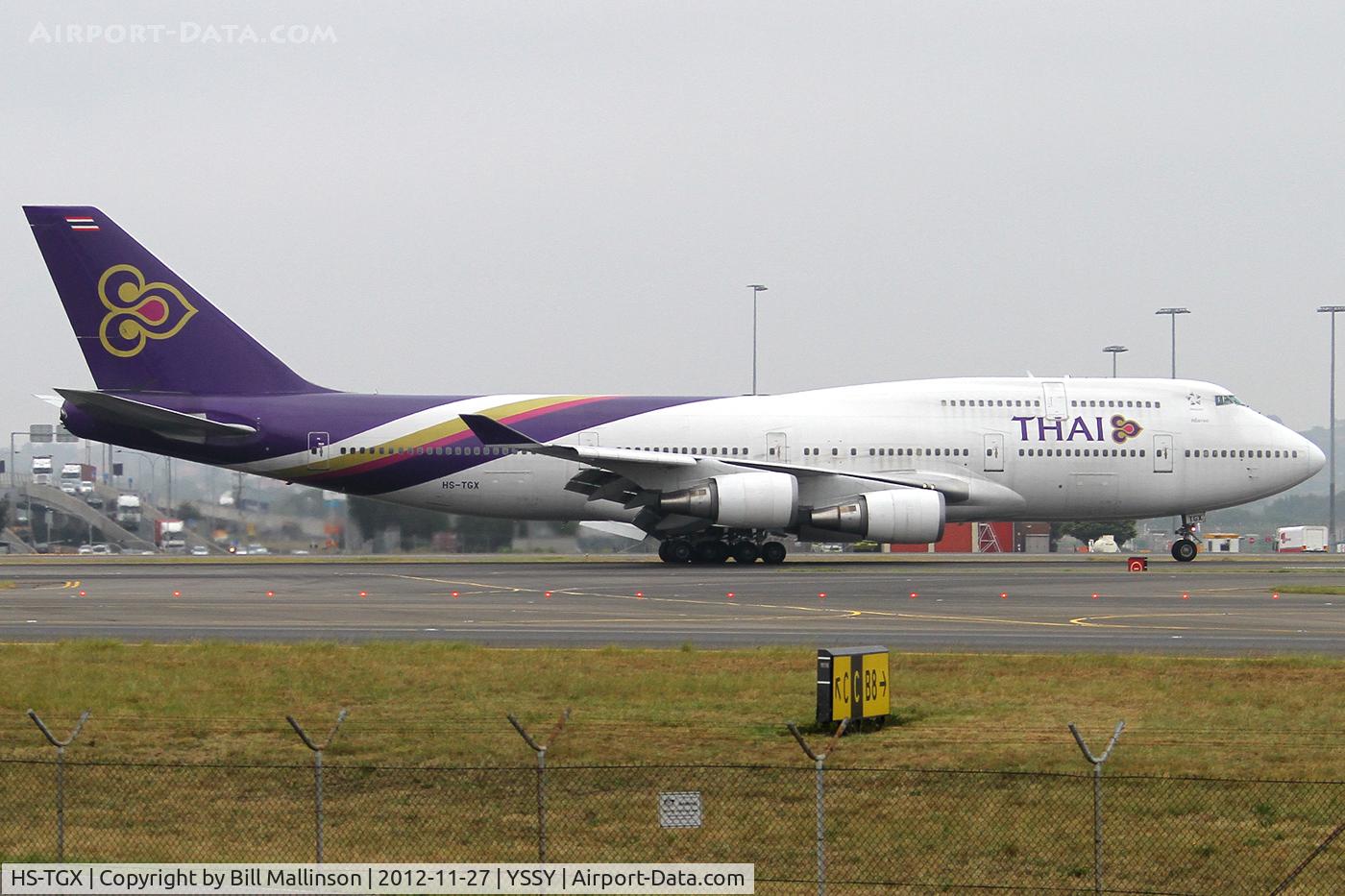 HS-TGX, 1997 Boeing 747-4D7 C/N 27725, taxiing off 34L