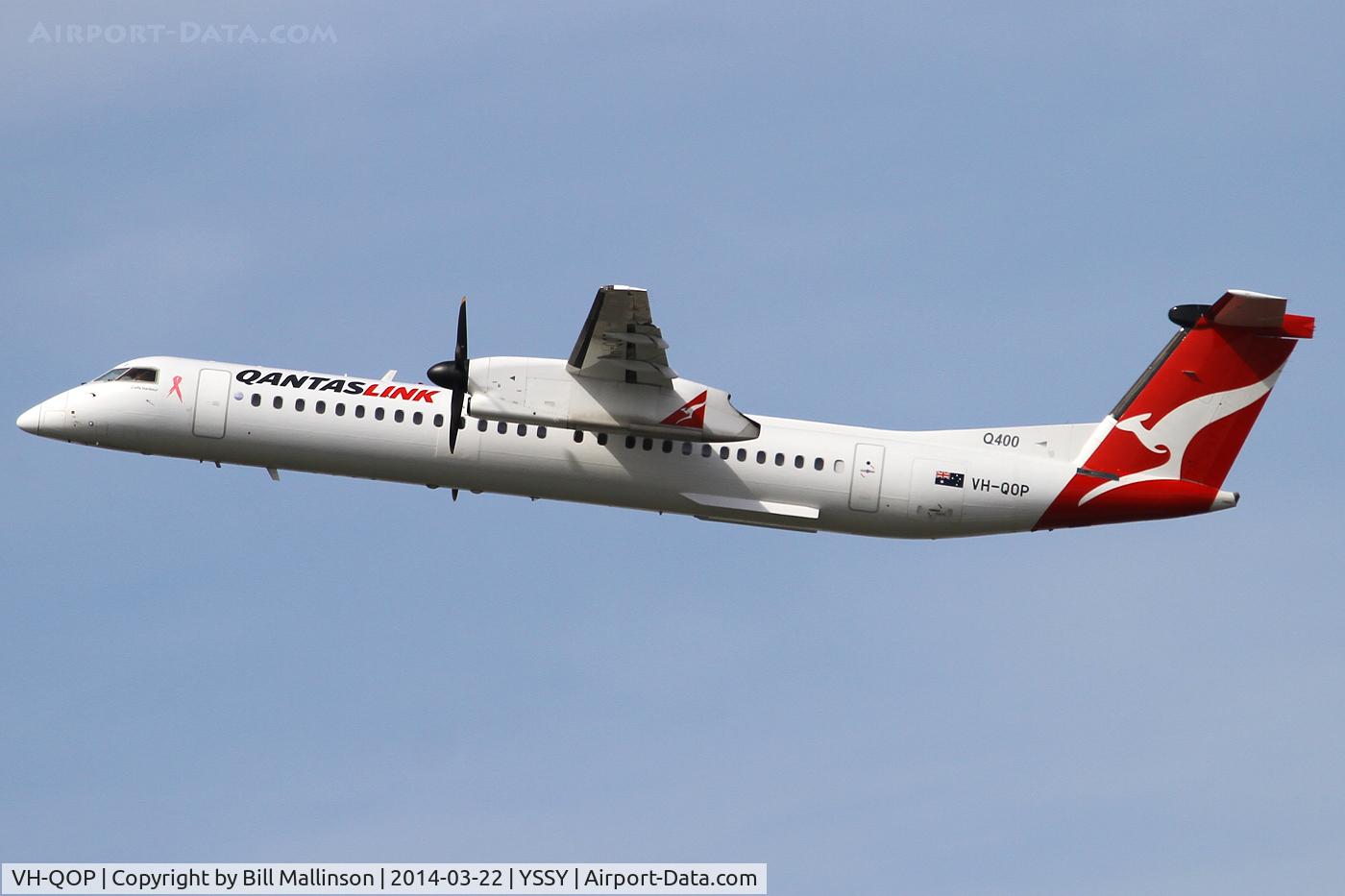 VH-QOP, 2009 De Havilland Canada DHC-8-402Q Dash 8 C/N 4238, awayu from 34L