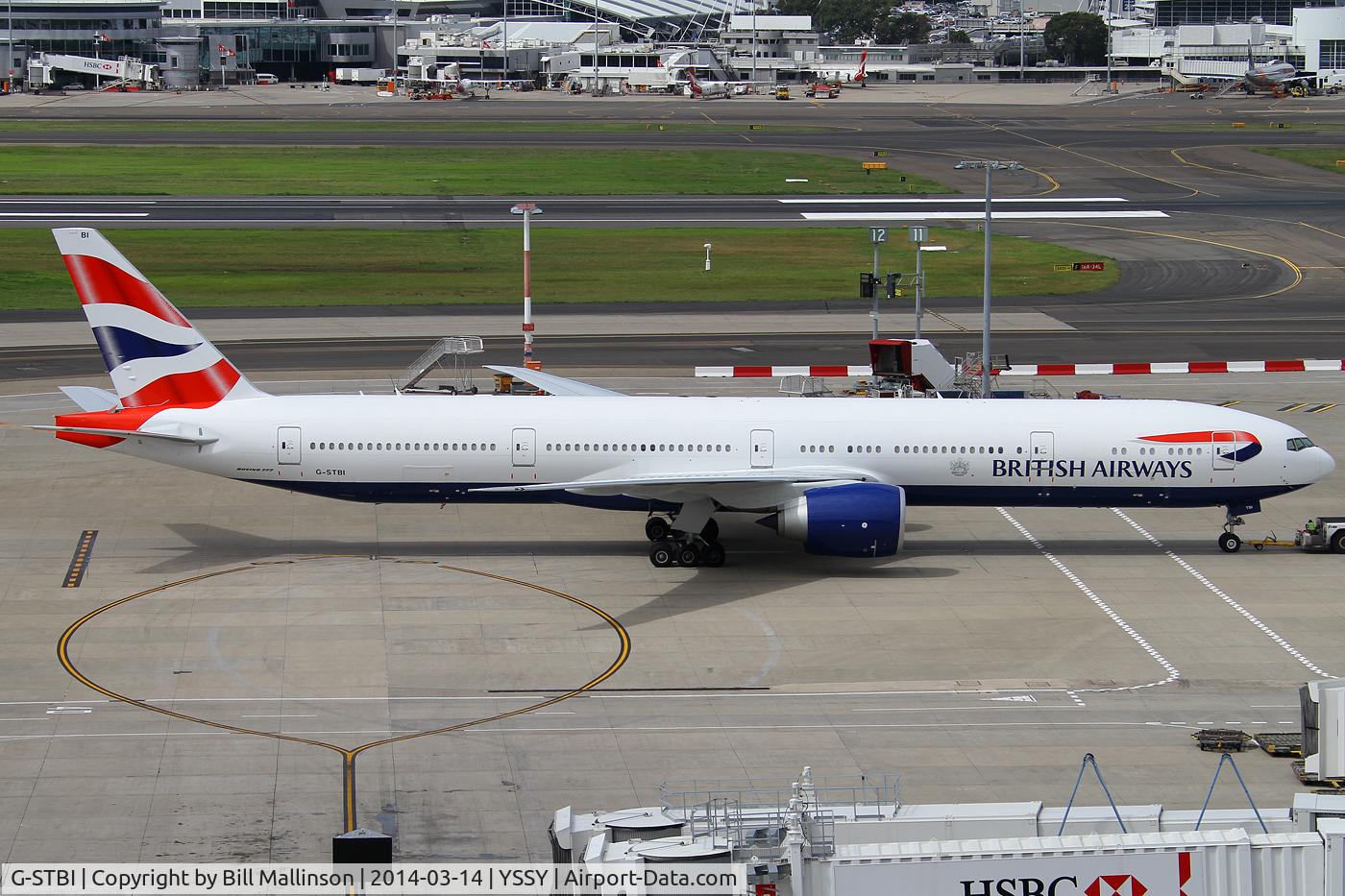 G-STBI, 2013 Boeing 777-336/ER C/N 43702, towed to gate