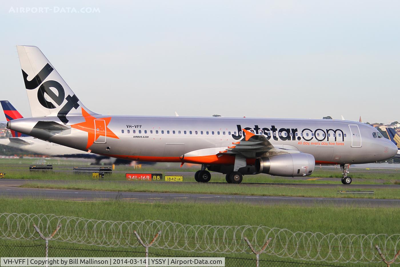 VH-VFF, 2012 Airbus A320-232 C/N 5039, taxiing from 34R