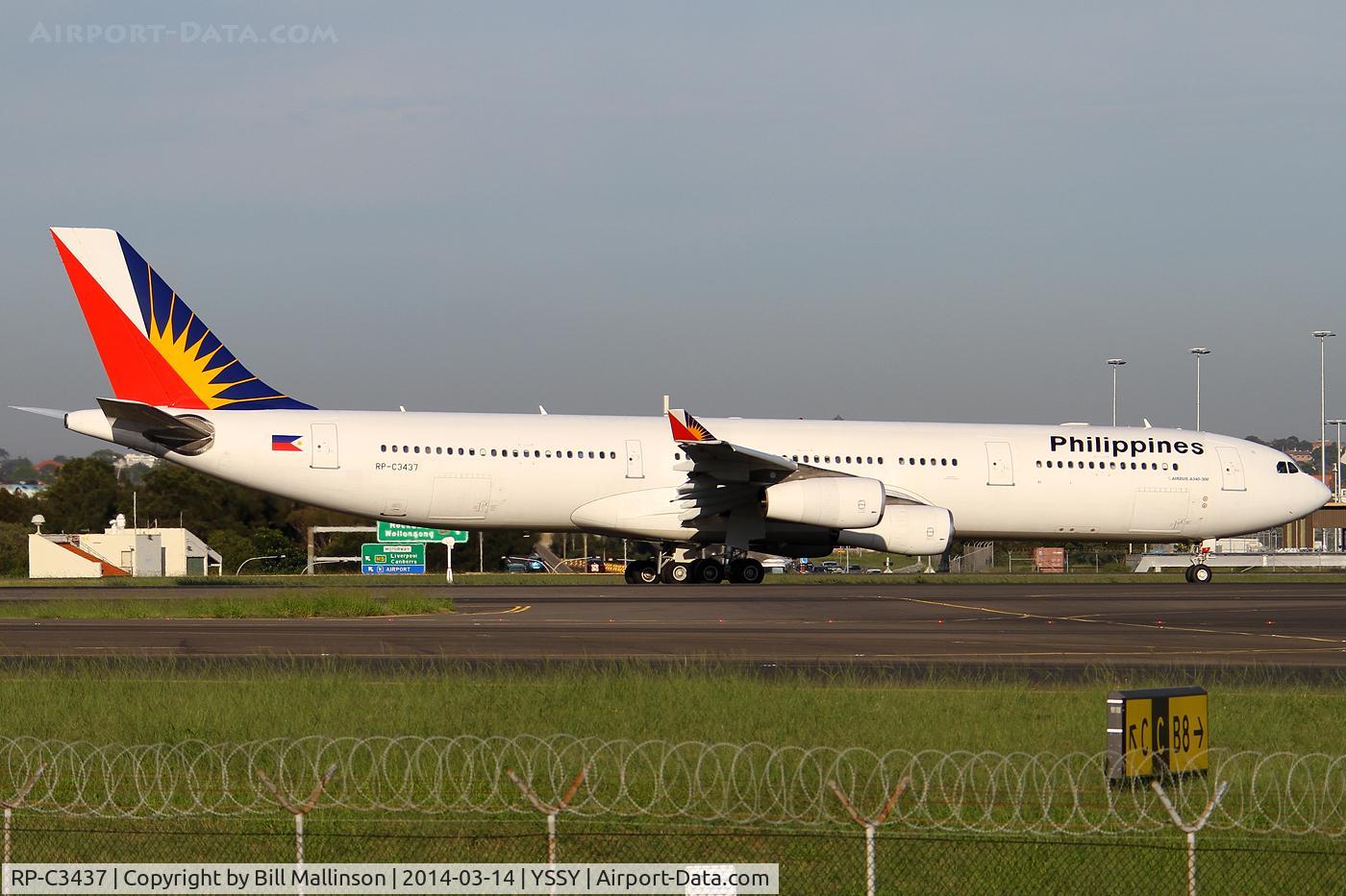 RP-C3437, 2000 Airbus A340-313 C/N 332, onto 34L from MNL