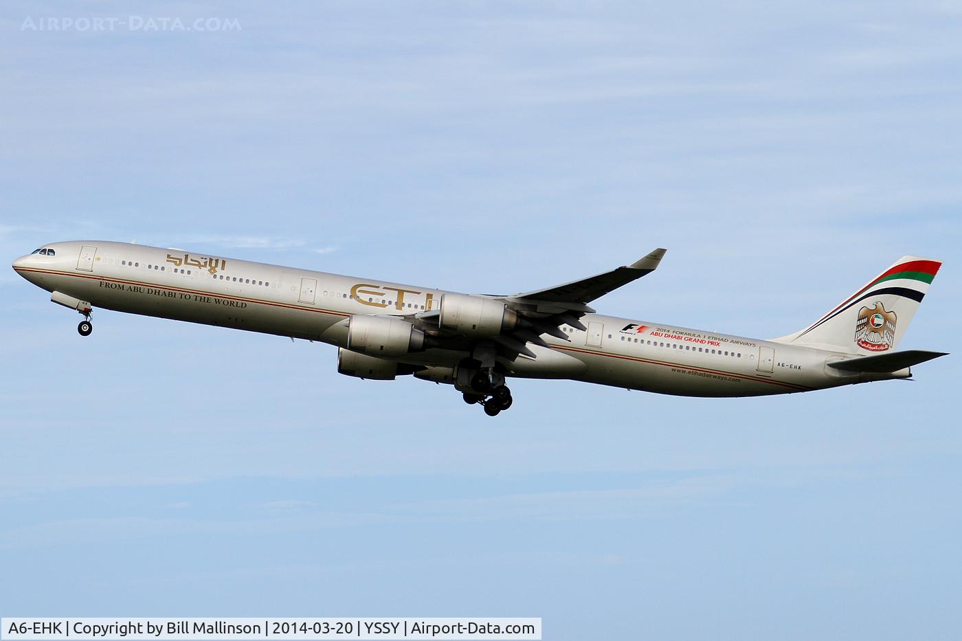 A6-EHK, 2009 Airbus A340-642X C/N 1030, off from 34L