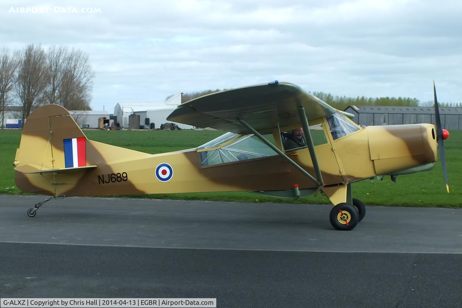 G-ALXZ, 1944 Taylorcraft Auster Mk.5/150 C/N 1082, at Breighton's 'Early Bird' Fly-in 13/04/14