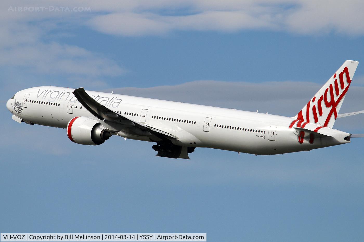 VH-VOZ, 2008 Boeing 777-3ZG/ER C/N 35302, away from 34L