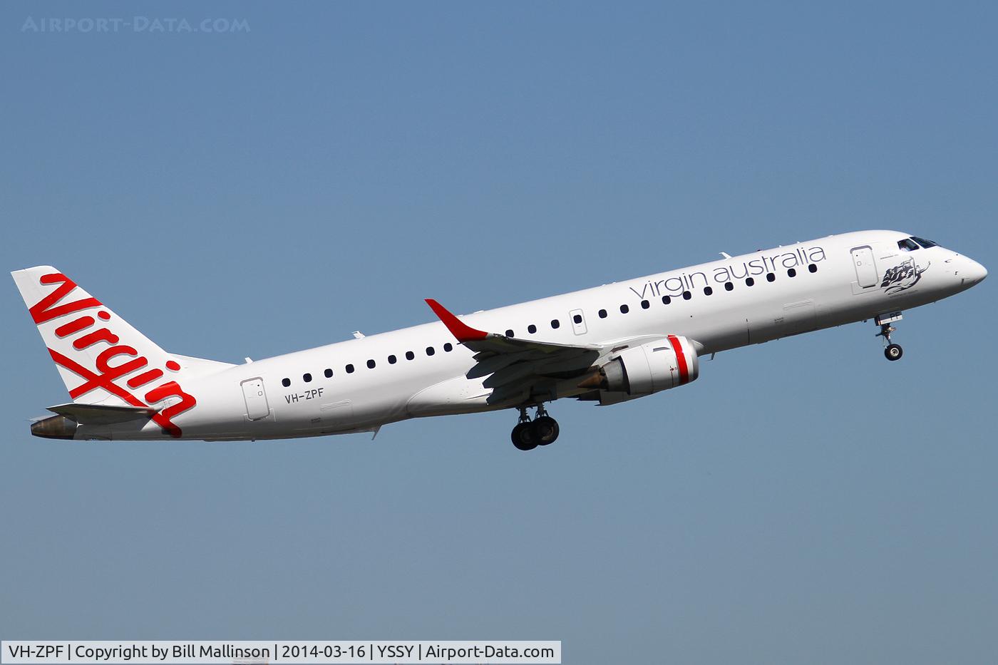 VH-ZPF, 2008 Embraer 190AR (ERJ-190-100IGW) C/N 19000193, away from 34L