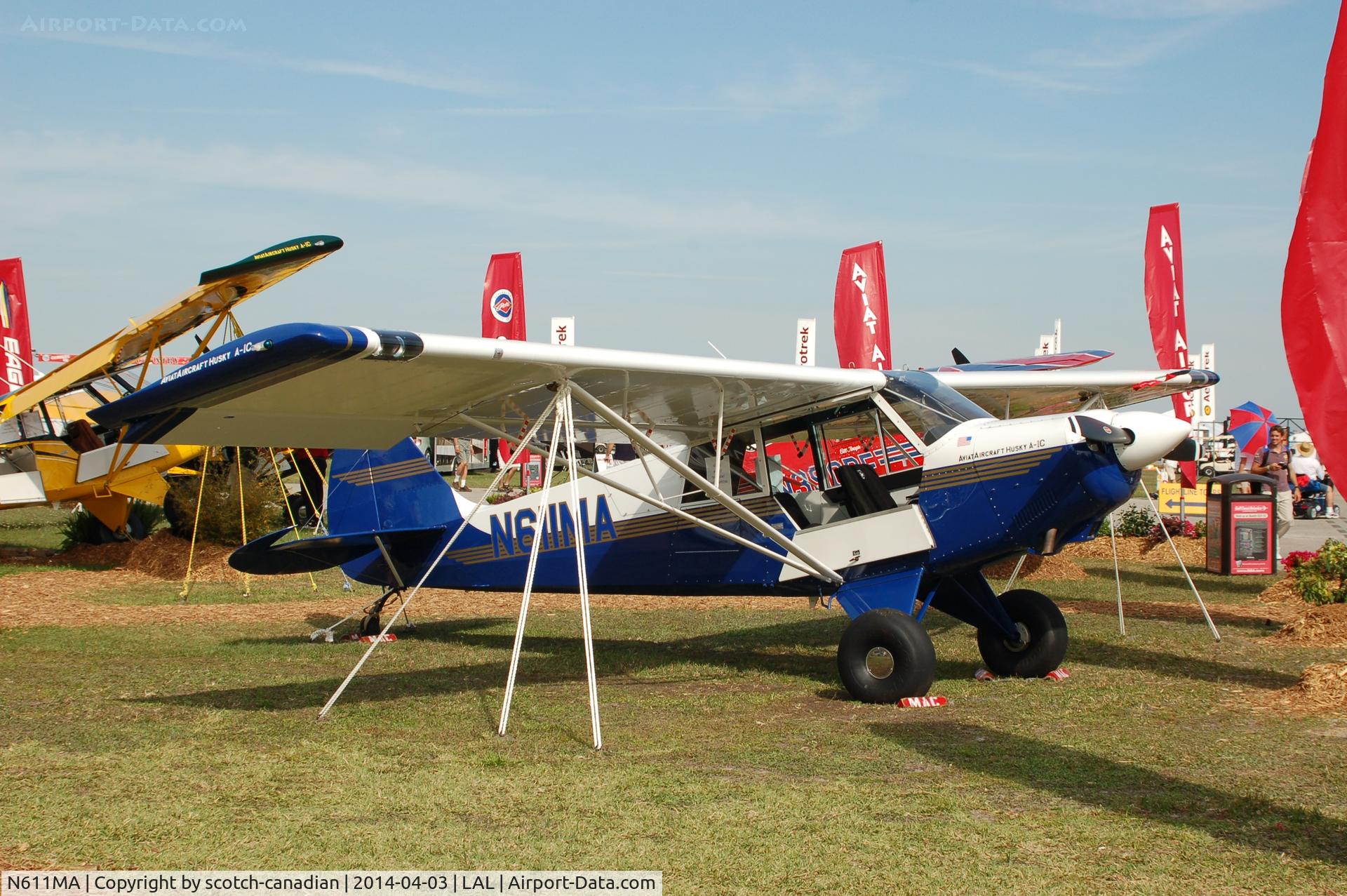 N611MA, 2015 Socata TBM-700 C/N 330, 2013 AVIAT AIRCRAFT INC, A-1C-180, N611MA, at 2014 Sun n Fun, Lakeland Linder Regional Airport, Lakeland, FL
