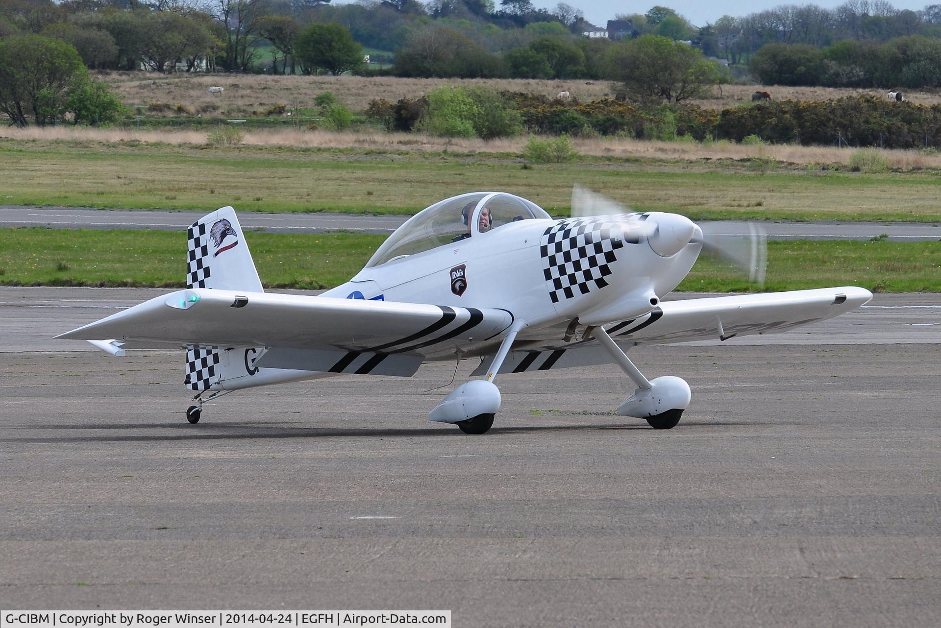 G-CIBM, 2013 Vans RV-8 C/N LAA 303-15083, Resident RV-8. Raven 4 in the recently formed 5 ship Team Raven formation aerobatic display team. Taxying prior to the first flight from Swansea Airport.