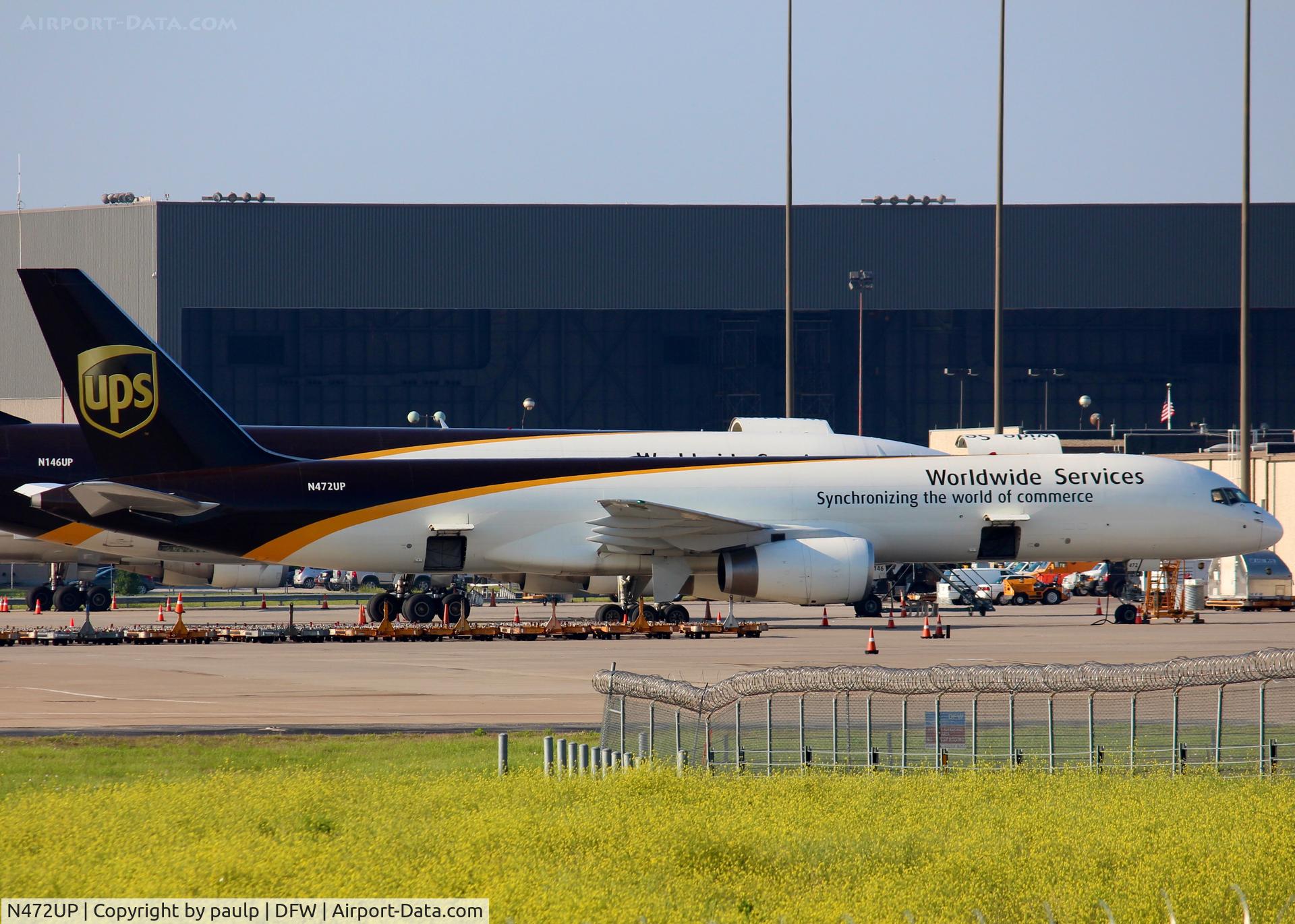 N472UP, 1998 Boeing 757-24APF C/N 28843, UPS ramp at DFW.