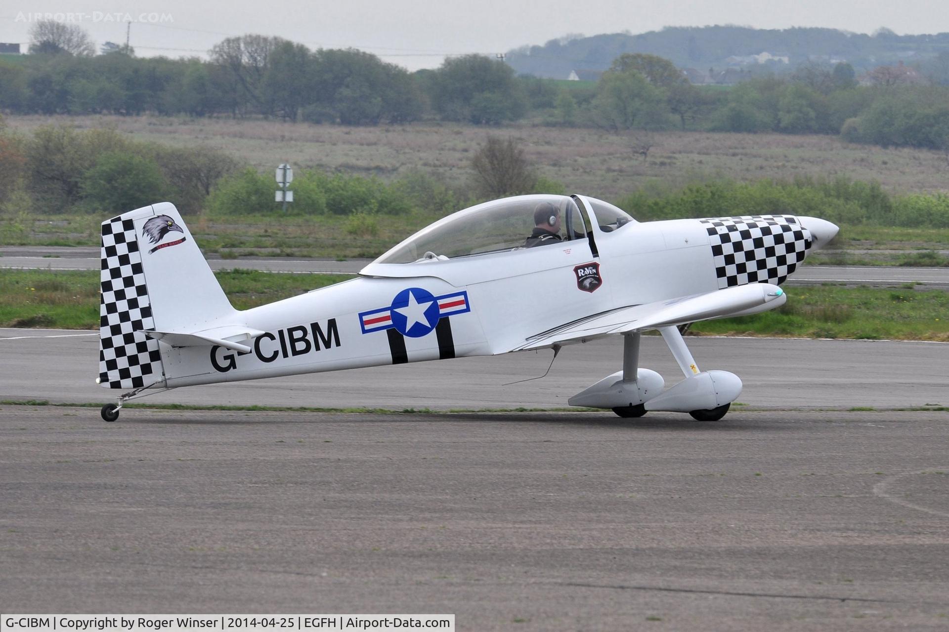 G-CIBM, 2013 Vans RV-8 C/N LAA 303-15083, Resident RV-8 is Raven 4 in the recently formed 5 ship Team Raven formation aerobatic display team. Departing the airport for 2 ship formation aerobatic practice.