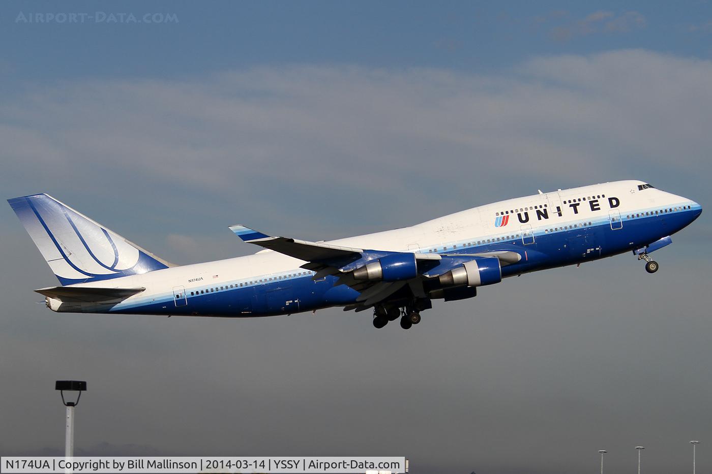 N174UA, 1990 Boeing 747-422 C/N 24381, away from 34L