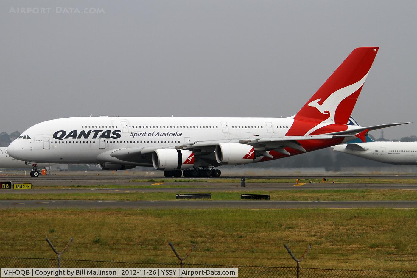 VH-OQB, 2008 Airbus A380-842 C/N 015, landed on 16R