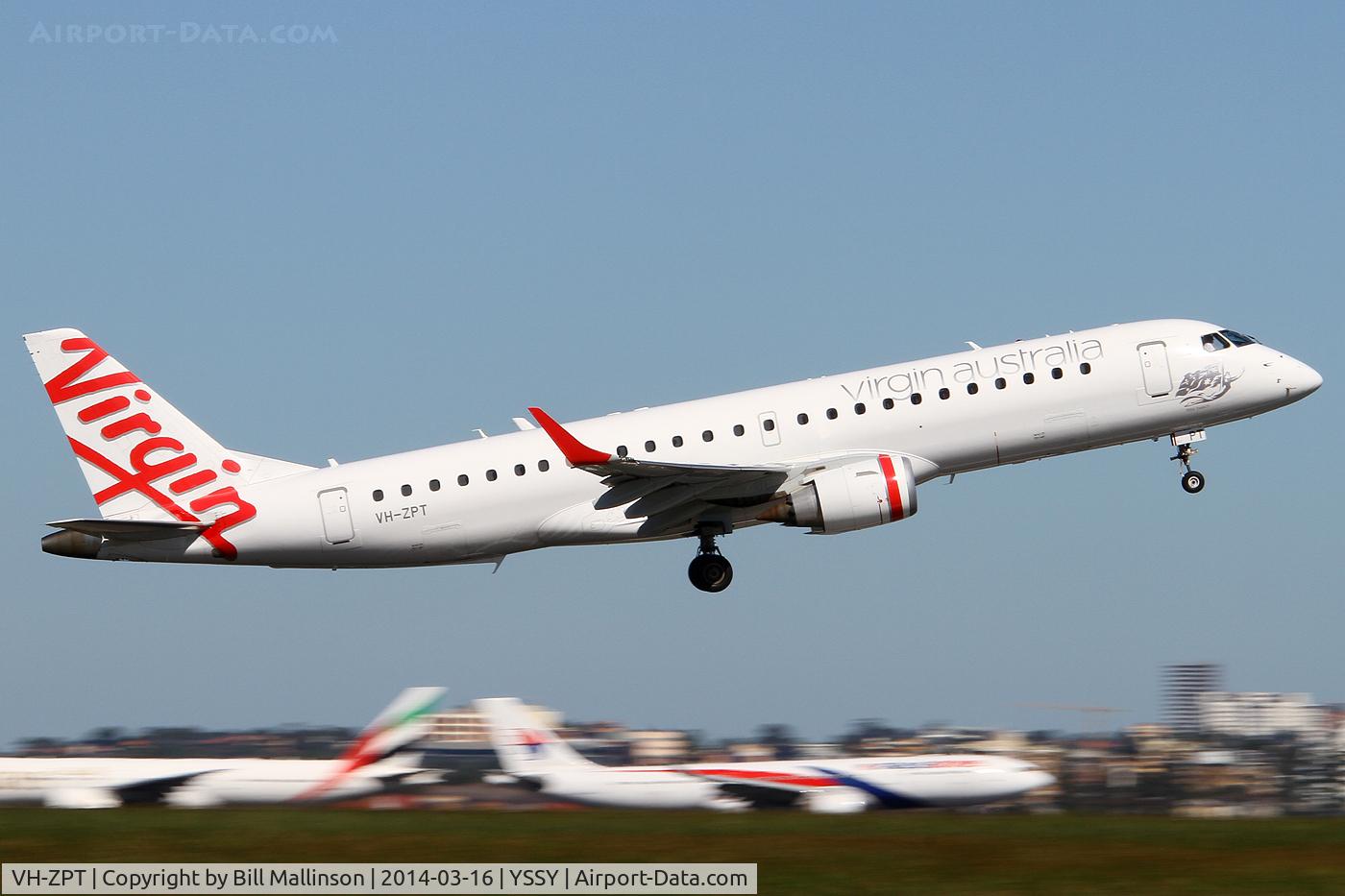 VH-ZPT, 2011 Embraer 190AR (ERJ-190-100IGW) C/N 19000451, away from 34R
