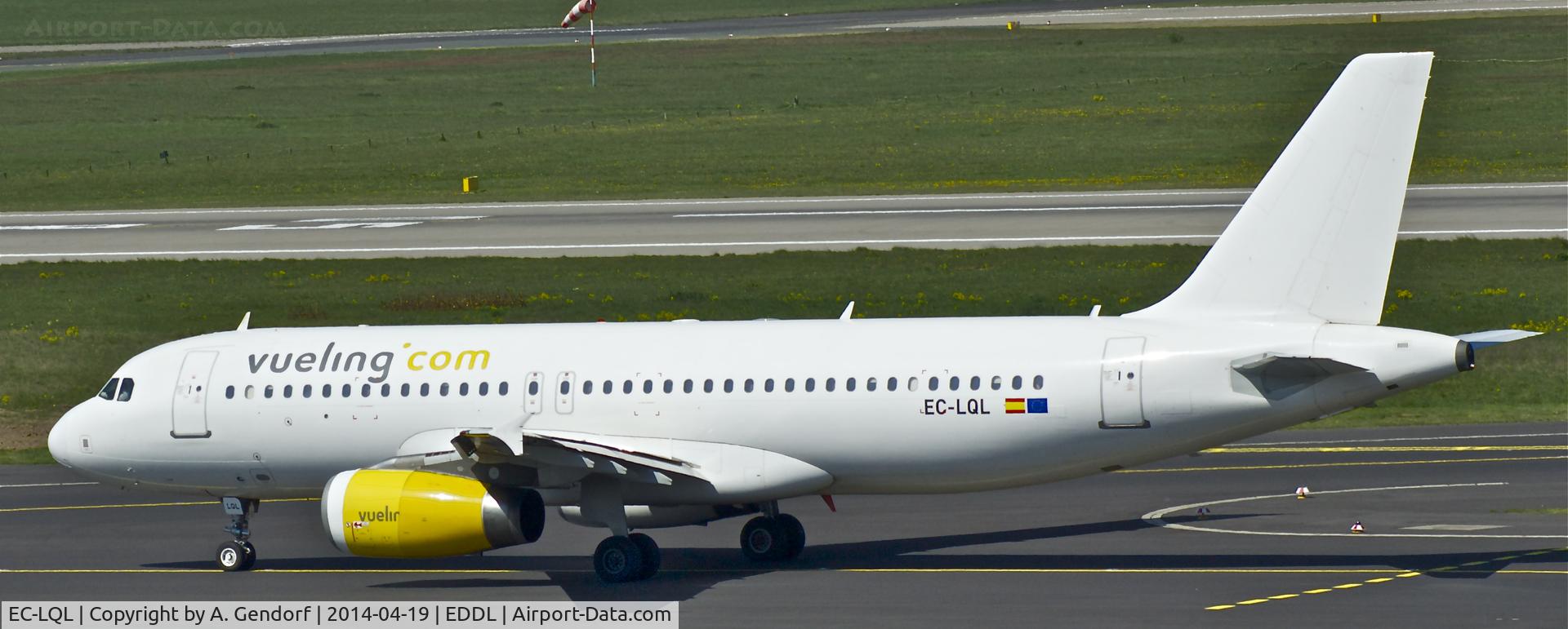 EC-LQL, 2002 Airbus A320-232 C/N 1749, Vueling, is here on the taxiway at Düsseldorf Int'l(EDDL)